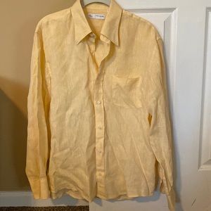 Mens Italian yellow button down